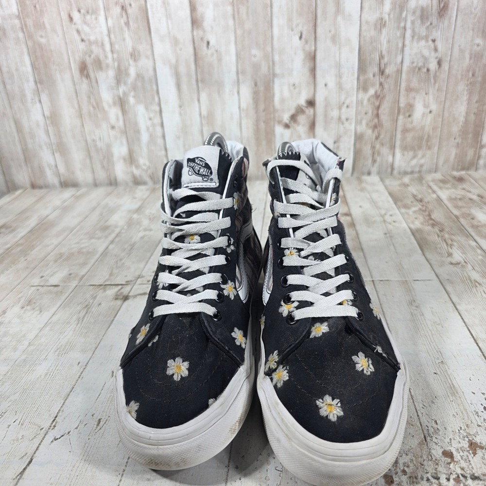 Vans Sk8-Hi Patchwork Plaid Daisy Floral High Top Black Womens 8 Mens 6.5 - Picture 2 of 8